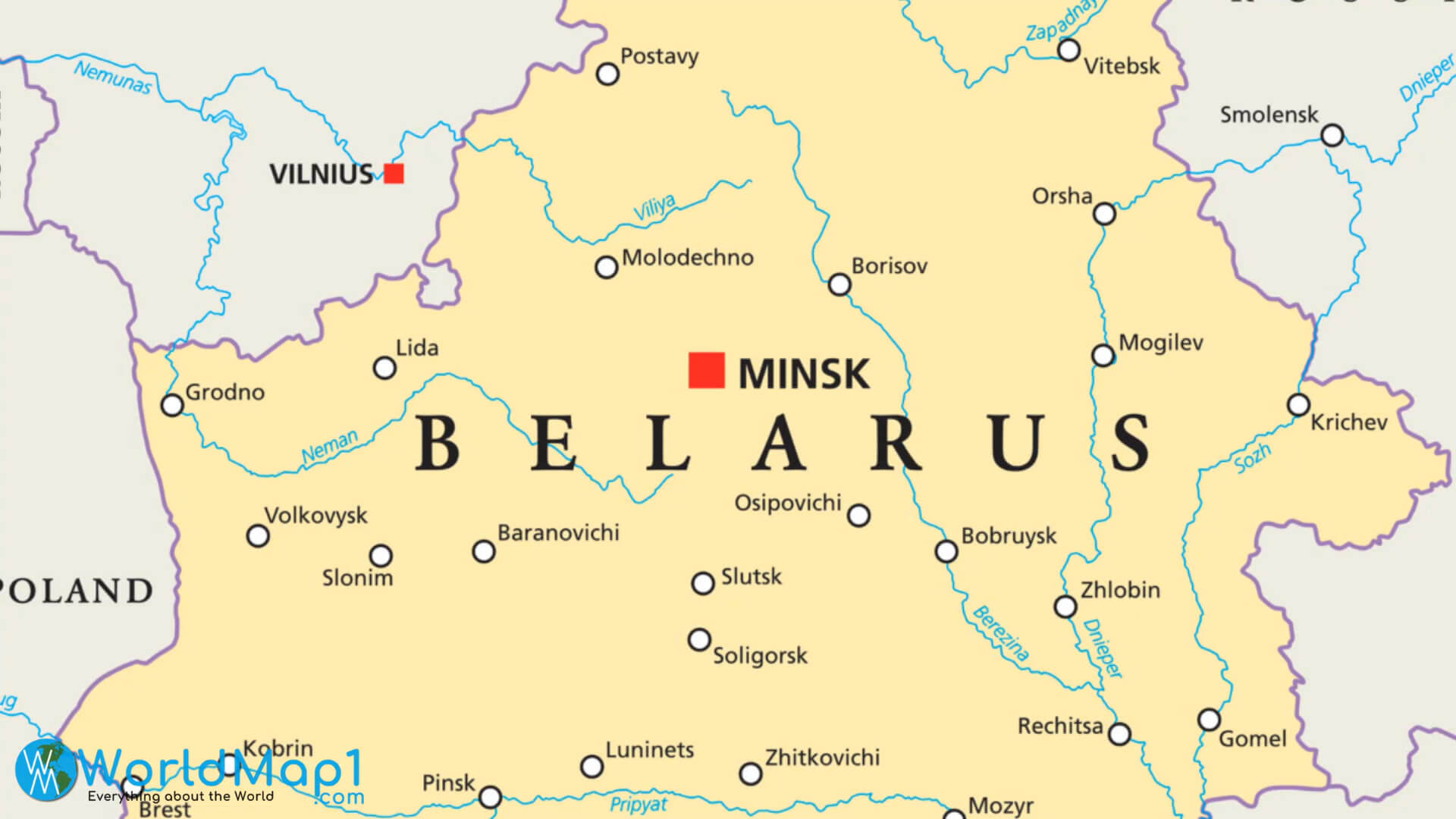 Capital of Minsk with Belarus Map